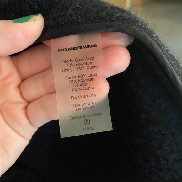 T by Alexander Wang Designer Charcoal Wool Coat - Picture 12 of 12